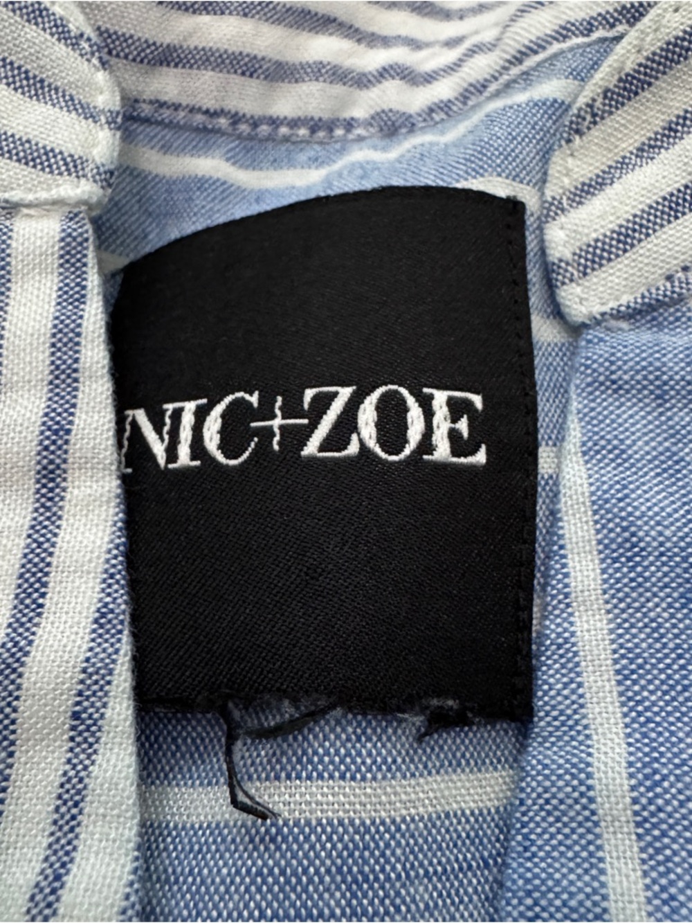 Nic + Zoe Small Long Sleeve Lightweight Button Down Tunic Top Striped Fringe - Picture 6 of 7